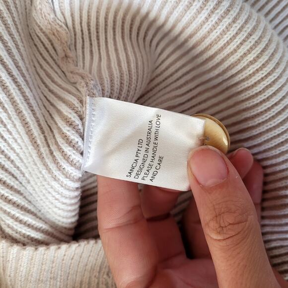 Sancia Sofia Knit Dress Beige Sweater Dress Sz S - Picture 4 of 6